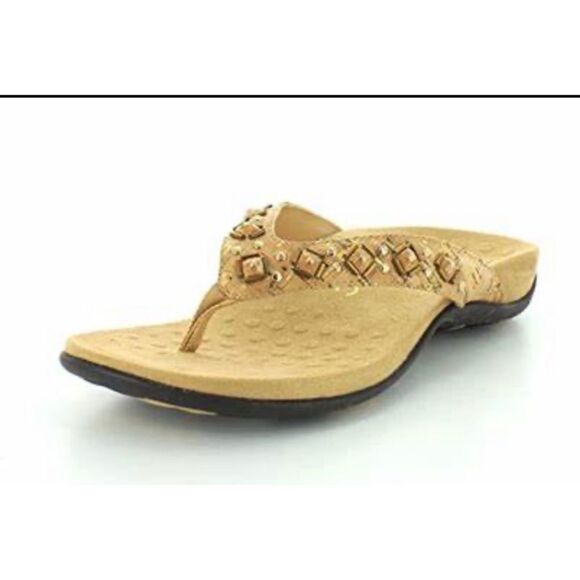 Vionic Women’s 340 Floriana Synthetic Cork Jeweled Tan Sandals Size 10 - Picture 1 of 12